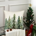 thumbnail image 3 of Green Christmas Tree Pillow Covers 18x18 Inch Merry Christmas Watercolor Forest Farmhouse Decoration Throw Pillow Cover Winter Holiday Pillows Cushion Cover Cotton Linen for Sofa Couch, 3 of 6