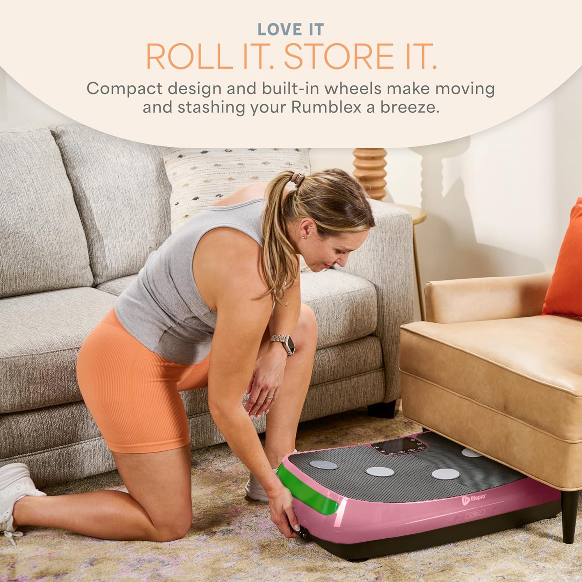 Lifepro Rumblex 4D Vibration Plate Exercise Machine – Triple Motor Whole Body Vibrating Platform for Weight Loss, Recovery & Fitness – Advanced 4D Vibration Plate Machine for Home Gym Workouts - Pink