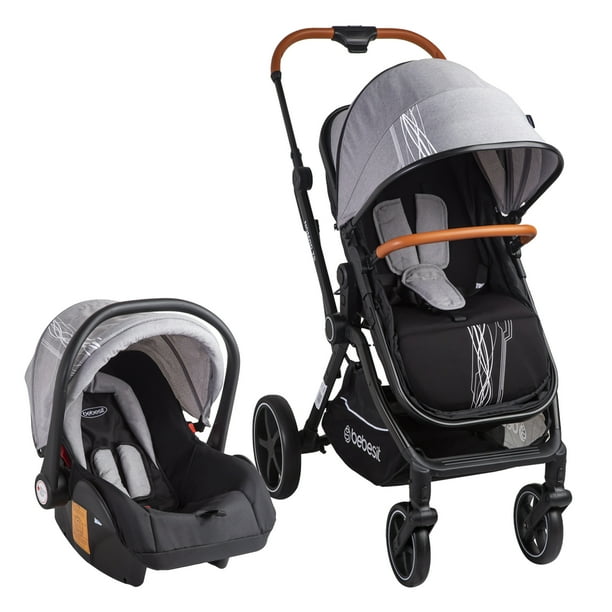 Carriola para bebe y Portabebe para auto - Cinturón de 5 puntos - Recién Nacidos o Hasta 15 kg - Compacta y Plegable