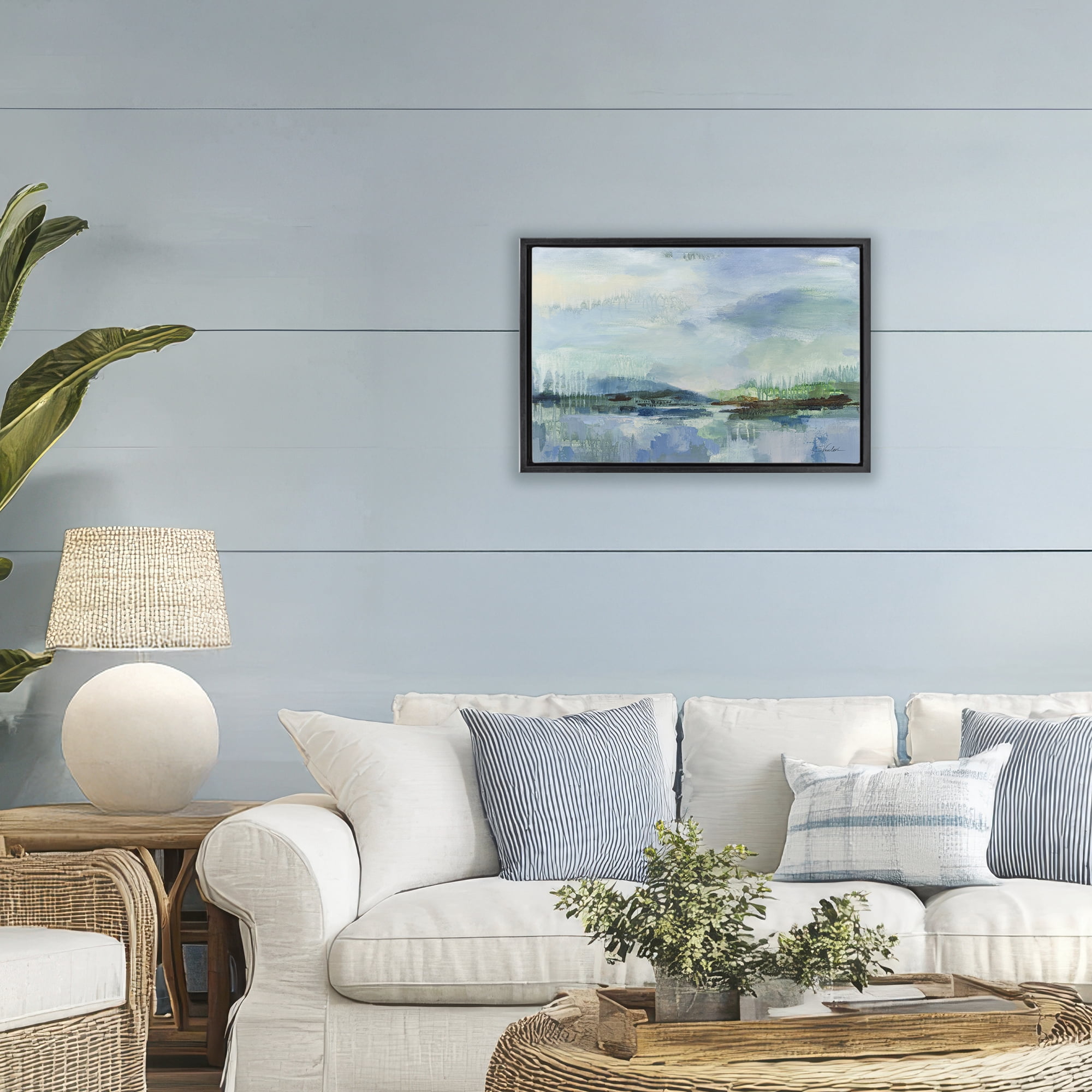 Stupell Industries Rain Over The Lagoon Black Framed Floater Canvas Wall Art, design by Silvia Vassileva