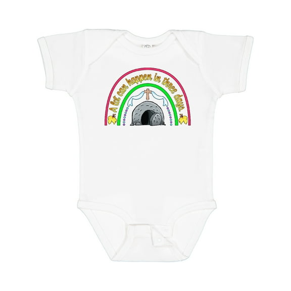 Inktastic A Lot Can Happen in Three Days Easter Rainbow Boys or Girls Baby Bodysuit