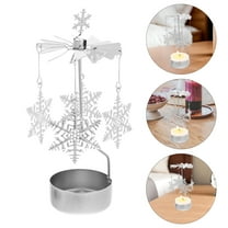 LOLIPPYY Metal Snowflake Rotating Candle Holder for Christmas Table Centerpiece Decoration