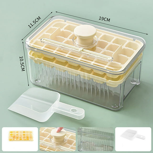 - Tray With Lid And Container - 56 Mini Ice Tray For Freezer - Ideal for Tea Coffee - Durable Flexible Silicone Design