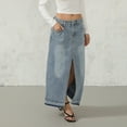 thumbnail image 6 of Musuos Women Long Denim Skirt Casual Elastic Split Skirt for Streetwear, Bule, 6 of 10