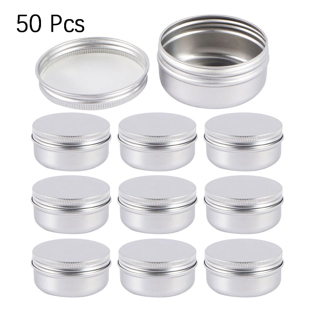Petutu 30 Pack Tin Cans Screw Top Round Metal Lip Balm Tins Containers with L... 
