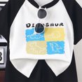 thumbnail image 4 of TOWED22 Toddler Boys Clothing 2Pcs Set Short Sleeve Crewneck T Shirt Elastic Waist Cartoon Print Shorts for Summer(Black,3-4 Y), 4 of 4