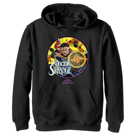 Boy's Marvel Doctor Strange in the Multiverse of Madness Strange Comic  Pull Over Hoodie Black Medium