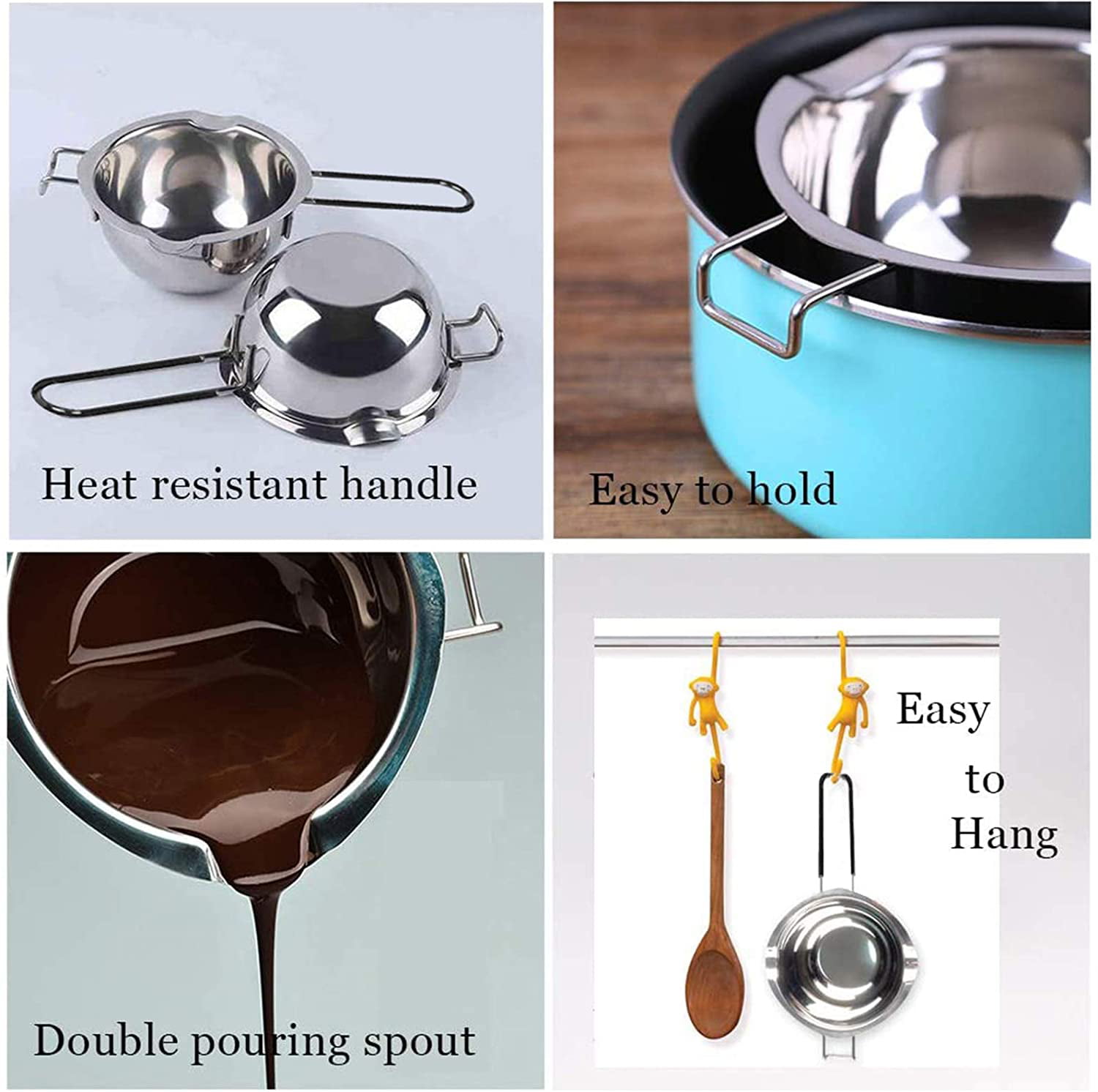 Melting Pot Butter Stainless Steel Wax Melter Candle Making Pot for Chocolate 600ML/20oz Melting Chocolate and Candy Making Double Boiler Pot Candle Pouring Pot with Heat Resistant Handle 