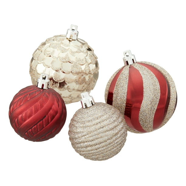 Holiday Time Shatterproof Christmas Tree Ornaments, 75 Count, Multiple