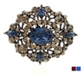 thumbnail image 2 of Antique Ton Or Géométrique Filigrane Folate Ovale en Forme de Broche Art Déco Rouge Foncé, 2 of 4
