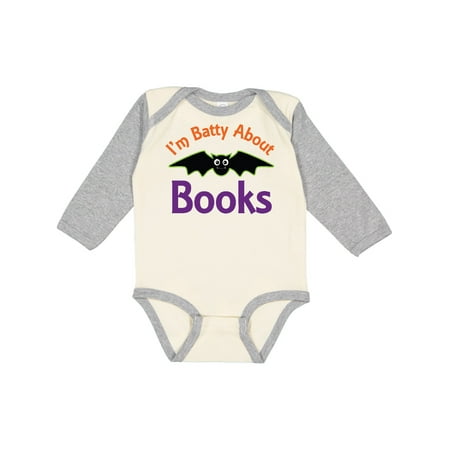 

Inktastic Batty About Books Gift Baby Boy or Baby Girl Long Sleeve Bodysuit