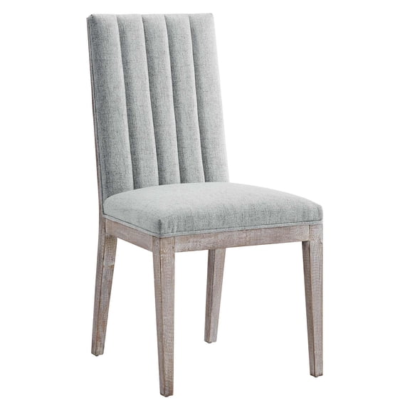 Pemberly Row Solid Wood and Tufted Fabric Dining Side Chair in Light Gray
