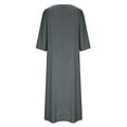 thumbnail image 6 of Summer Saving Wycnly Womens Dresses Casual Button Down Loose Cotton Linen Long Dresses with Pocket Fashion Solid Round Neck 3/4 Sleeve Maxi Summer Dress Gray m, 6 of 7