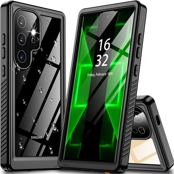 for Samsung Galaxy S24 Ultra Case Waterproof, S24 Ultra Case with Built-in Screen Protector [Support Fingerprint Unlock][360°Full Body Guard][12FT Military Grade] S24 Ultra Phone Case (Black)