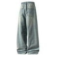 thumbnail image 4 of Ticikt Women Baggy Jeans Mid-Low Waist Boyfriend Streetwear Vintage Jeans Wide Leg Denim Pants,Color:Light Blue,Size:M, 4 of 5