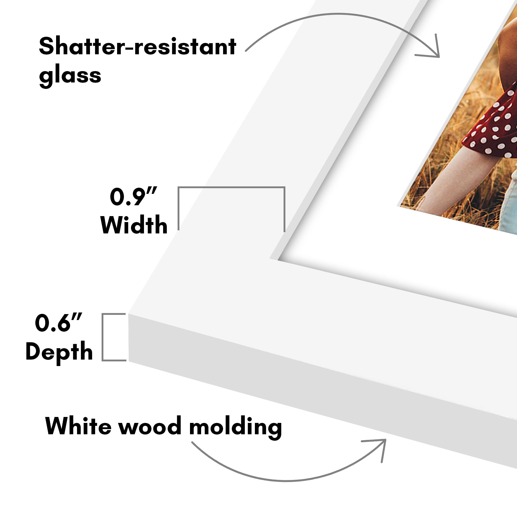 Americanflat 4x6 Picture Frame with Shatter-Resistant Glass Double Fits Two Photos One Signature Wall - White