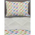 thumbnail image 3 of Fish Comforter & Sham Bedding Set, Colorful Row of Simplistic Aquatic Animal Silhouettes with Various Ornaments, 3 pcs Duvet Set Microfiber Filling Quilt, 5 Sizes, White and Multicolor, by Ambesonne, 3 of 4