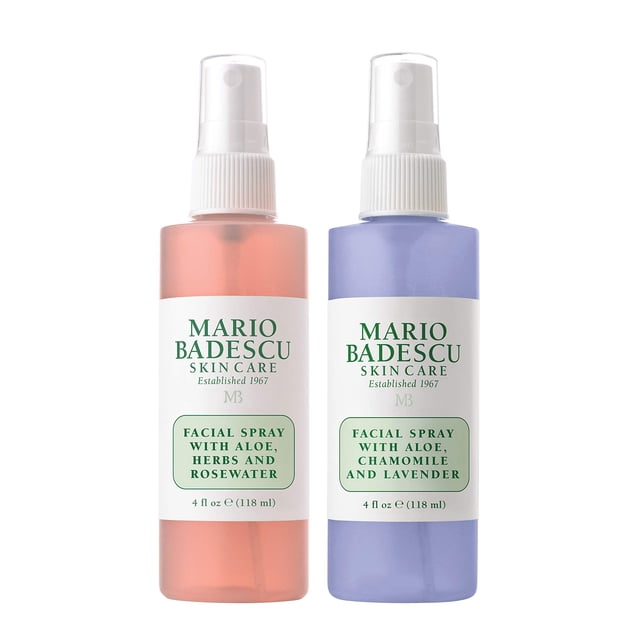 Mario Badescu Spray facial Aloe, agua de rosas y manzanilla – Dúo de lavanda para cara, cuello o cabello, niebla facial refrescante e hidratante para todo tipo de piel, acabado h&