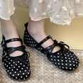 thumbnail image 4 of Samdudou Mary Janes Shoes for Women Closed Toe Round Front Multiple Criss Cross Buckle Straps Sweet Bowknot Decor Polka Dot Print Casual Walking Everyday Footwear, 4 of 8