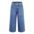 thumbnail image 5 of ZKunhua Womens High Waist Denim Wide Leg Capri Pants Casual Stretch Jean Cropped Trousers with Pockets, 5 of 8