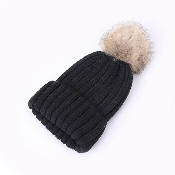NAISIBABY Kids Boys Girls Beanie Hats, Comfy Solid Color Winter Warm Ski Knitted Caps Black Free Size