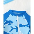thumbnail image 6 of KIMI BEAR 6 Months Newborn Baby Boys One-piece Swimsuit 12 Months Swimwear Full Zipper UPF 50+ Sun Protection Shark Print One Piece Bathing Suit Rash Guard and Hat Beachwear Sunsuit Blue, 6 of 9