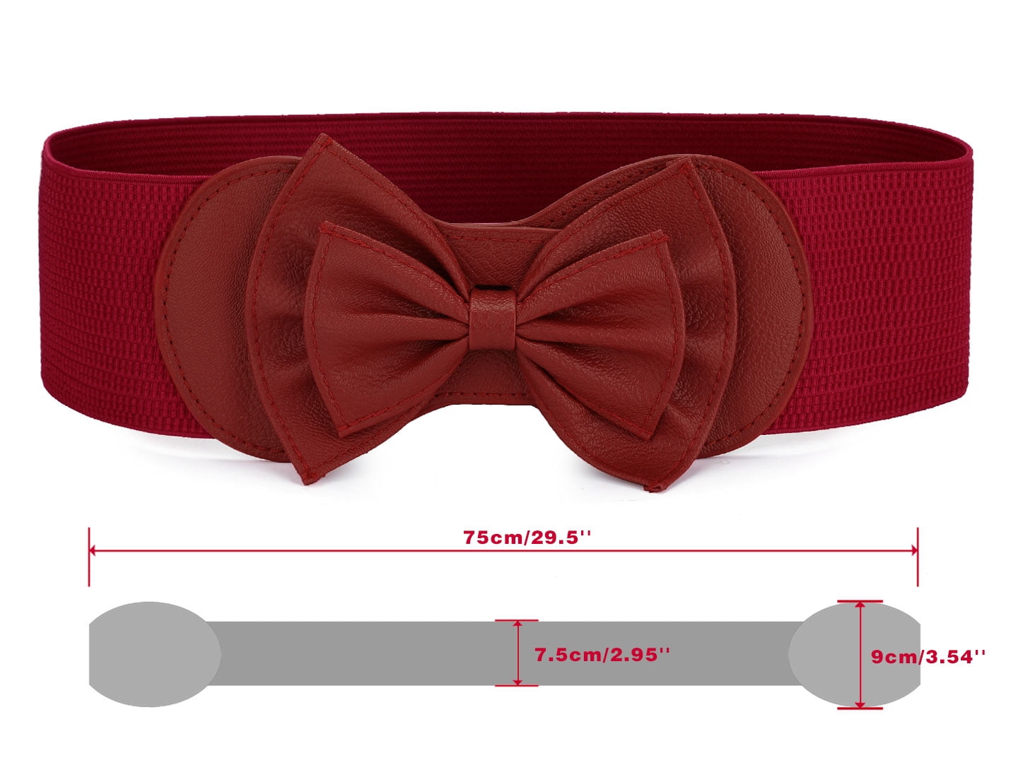 Women Bowtie Ornament Press Stud Button Elastic Waist Belt