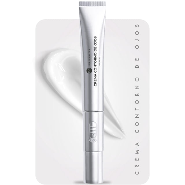 PUREZA NATUR Crema contorno de ojos con tecnología VibraLift para ojeras obscuras y bolsas | Con cafeína, Ácido hialurónico y esferas hidratantes 20g