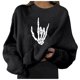 thumbnail image 1 of Moda mujer Casual impresión cuello redondo manga larga suelta camiseta otoño blusa pulóver Tops Pompotops FGAJ10466, 1 of 1