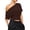 Brown, variant on Women's Off Shoulder Crop Top Ruched Short Sleeve Asymmetrical T Shirt Casual Going Out Slim Fit Blouse