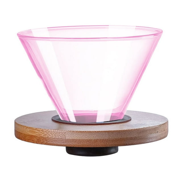 Tasses à Café en Verre Filtre à Café, Tasse de Filtre en Verre Coloré pour Café, Tasse de Filtre à Café en Verre Portable pour Infusion Manuelle, Filtre Réutilisable pour Égouttement, Tasse à Café Transparente à Base en Bois Détachable
