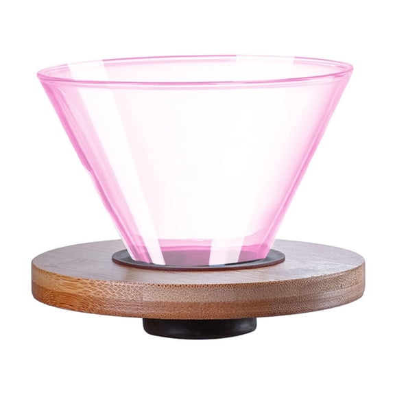 Leodye 1PCS Reusable Glass Coffee Filter Mug - Coffee-colored with Wooden Base, Hand-brewed Drip Cup -4.41×4.41×3.43in