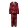 thumbnail image 2 of Rdhnmea Christmas Family Matching Pajamas Set Christmas Plaid Long Sleeve Button Down Shirt with Pants Pjs Set Festival Xmas Party Sleepwear Loungewear, 2 of 9