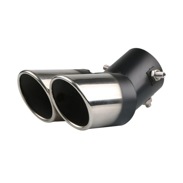 Riwesomey Silenciador de escape Universal para coche, punta redonda para coche, revestimiento de garganta trasera de acero inoxidable, Accesorios para motos Oblicuo/Negro