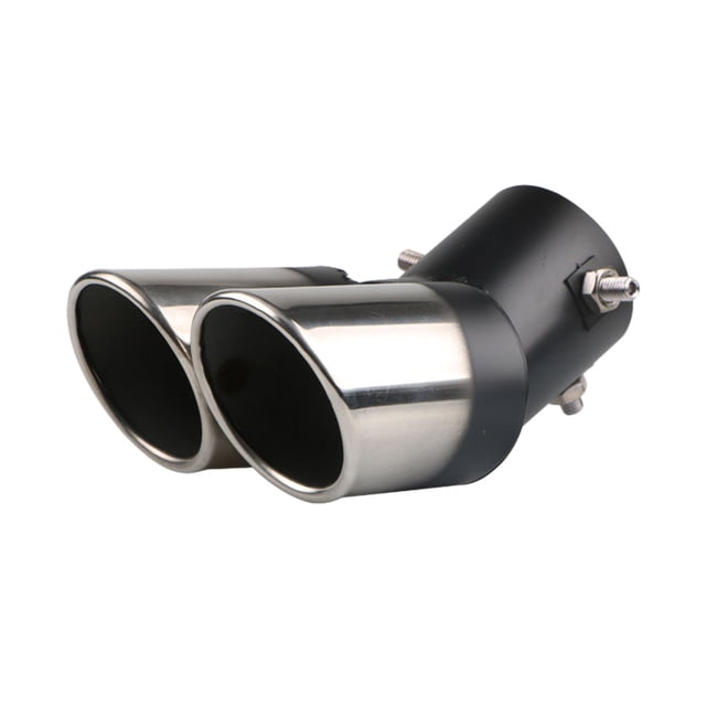 Riwesomey Punta de silenciador de escape Universal para coche, salida doble, puntas de tubo de escape, silenciador de sonido, accesorios Accesorios para motos Oblicuo/Negro