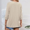 thumbnail image 5 of LYEAA Plus Size 3/4 Sleeve V-Neck Casual Blouses for Women Elastic Waist Soft Cotton Tops with Side Pockets Spring Summer Elastic Comfort Khaki L, 5 of 5