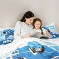 thumbnail image 5 of Manfei Eat Sleep Sports Queen Comforter Set for Teens, Cartoon Ice Hockey Bedding Sets, American Sports Theme Reversible Bedding Comforter Set, Super Cozy Room Decor, 3pcs, 5 of 8