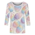 thumbnail image 5 of Tauxra Easter Printed T-Shirt For Women, 3/4 Sleeve Round Neck Casual Top, Retro Blouse for Daily Wear and Spring Outfits, 5 of 9