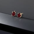 thumbnail image 5 of Gem Stone King 14K Yellow Gold Red Rhodolite Garnet Stud Earrings for Women Men (2.70 Cttw, Gemstone Birthstone, Oval 8X6MM), 5 of 5