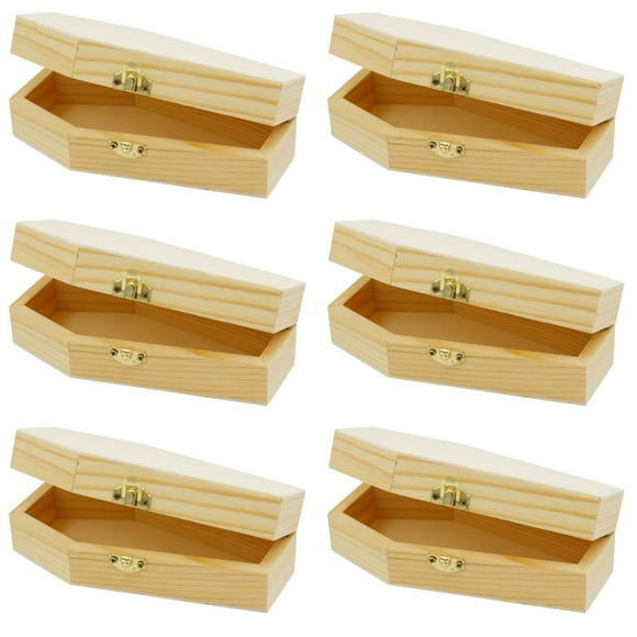 Juego de 6 ataúdes de madera Creative Hobbies de 15 x 8 x 4 cm
