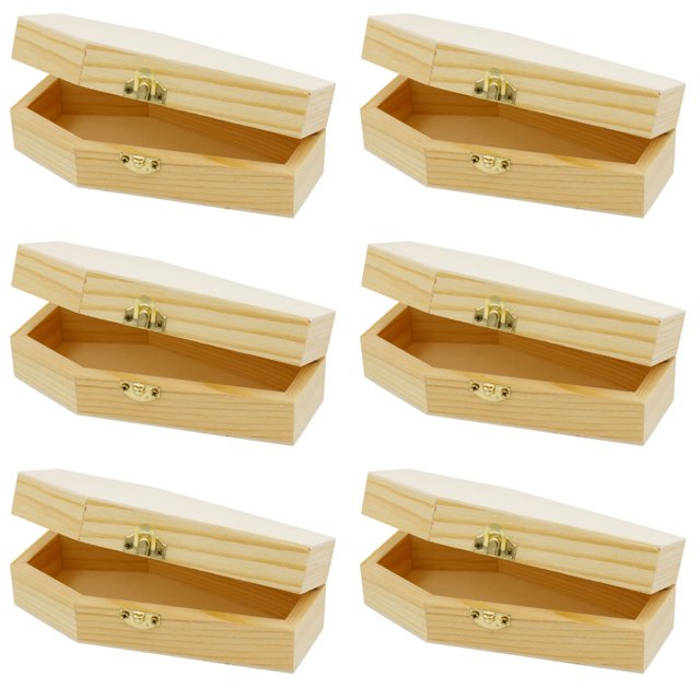 Juego de 6 ataúdes de madera Creative Hobbies de 15 x 8 x 4 cm
