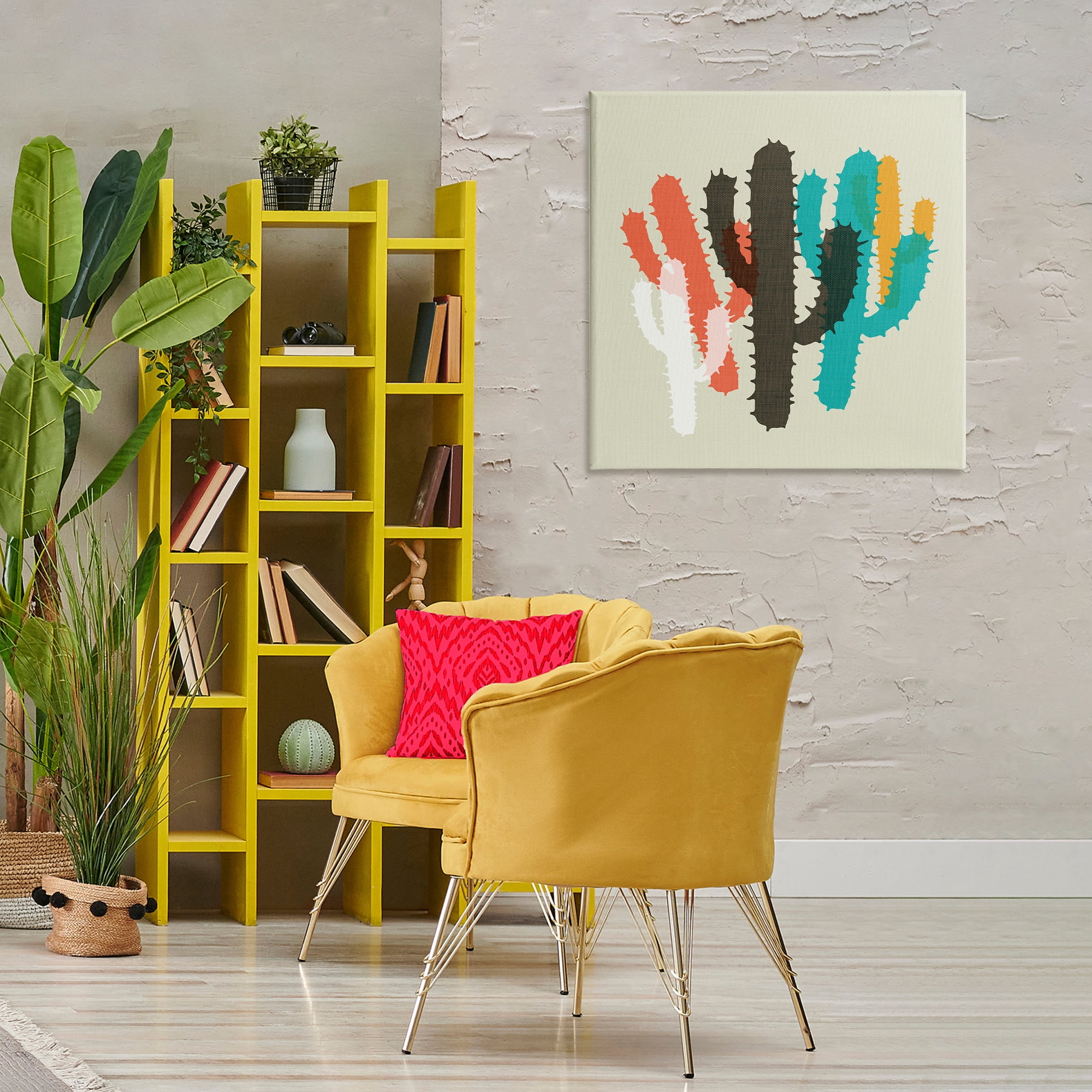 Stupell Industries Overlapping Cactus Pattern Botanical & Floral Painting Gallery Wrapped Canvas Art Print Wall Art, 30 x 30