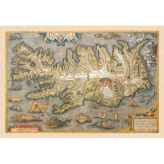 Map of Iceland-Fine Art Canvas Print (20" x 30")