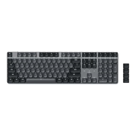 Satechi SM3 Mechanical Keyboard for Mac and Windows - 108 Keys Full Size with White LED Backlit, Wired and Bluetooth, Low Profile Brown Switches, USB-C Rechargeable - Dark Gray/Gray