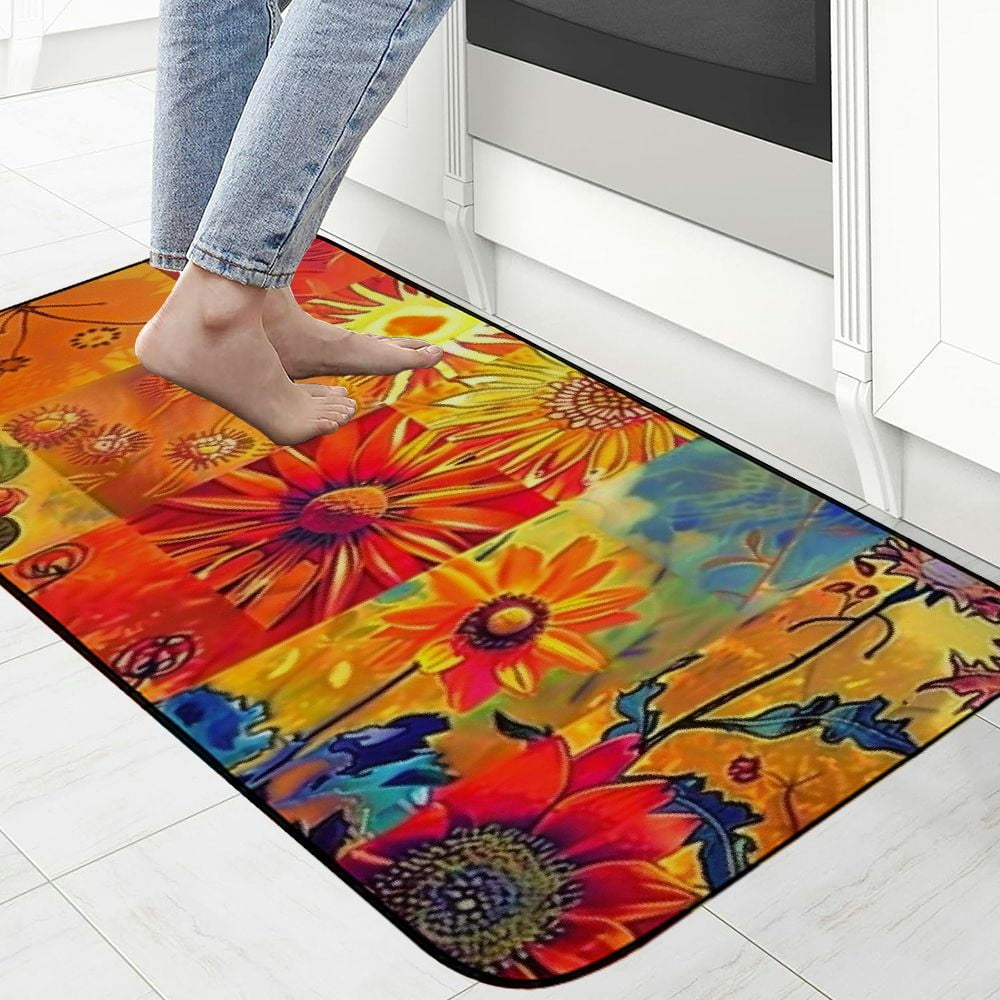 PHYHOO Abstract Door Mat Outdoor Indoor, Sun Doormat for Front Door Entryway, Floral Non Slip Doormat Rug with Rubber Backing, Warm Absorbent Areas Mats Outside Patio Home Entrance 19.68*47.24 in
