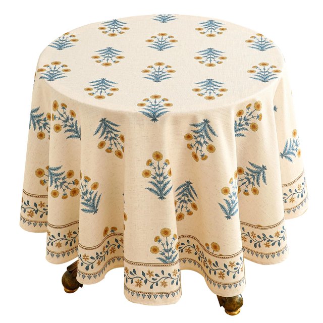 Mantel ISAENNE Diseñador Francés Amarillo Pálido de Lino 170 cm