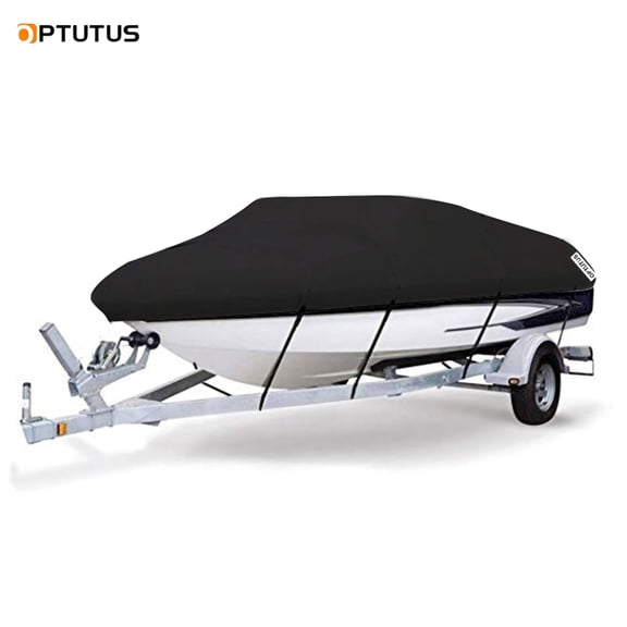 17-19 ft V-Shaped Boat Cover, Heavy-Duty 210D Oxford Waterproof Cover - Comes with 4 Sandbags 4 Separate Ropes