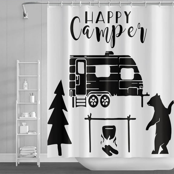 72x84inch Camper RV Shower Curtains for Bathroom Farmhouse Camping Outdoor Forest Adventure Shower Curtain Accessories for Travel Trailers Decorations Home Bathroom Set Decor Hooks Included