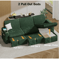 thumbnail image 2 of 101” Detachable Mattress Sleeper Sofa with Pull-Out Mattress - L-Shaped Design, Adjustable Backrest + Reversible Storage Chaise, USB Ports/Cup Holders, Quick Assembly, Soft Green Corduroy, 2 of 10