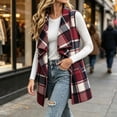thumbnail image 7 of Casual Plaid Vests for Women Oversized Large Lapel Sleeveless Open Front Loose Fit Outerwear, 7 of 7